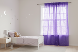 Silver Stars on Sheer Tinted Organza Solid Single Curtain Panel 58 Inch Wide - Purple