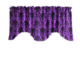Poplin Damask Floral Scalloped Wave Window Valance 58" Wide / 20" Tall