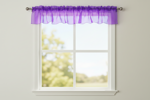 Sheer Organza Window Valance 58" Wide - Solid Purple