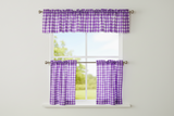 Cotton Gingham Checkered 3 Piece Window Valance Curtain Set (16 Colors)