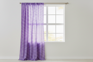 Cotton Gingham Checkered Curtain 58 Inch Wide - Purple