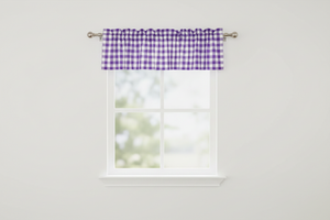Cotton Gingham Checkered Window Valance 58" Wide - Purple