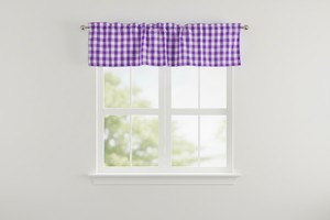Poplin Gingham Checkered Window Valance 58" Wide - Purple
