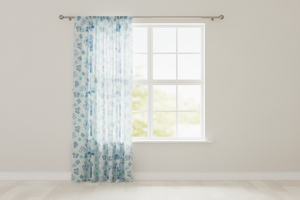 Cotton Curtain Floral Print 58 Inch Wide Quilting Pattern Floral Hearts and Butterfly - Blue