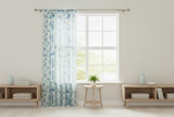 Cotton Curtain Floral Print 58 Inch Wide Quilting Pattern Floral Hearts and Butterfly - Blue