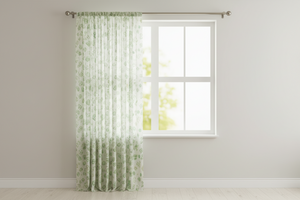 Cotton Curtain Floral Print 58 Inch Wide Quilting Pattern Floral Hearts and Butterfly - Green