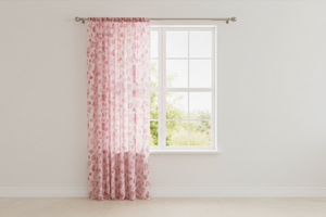 Cotton Curtain Floral Print 58 Inch Wide Quilting Pattern Floral Hearts and Butterfly - Red