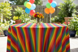 Cotton 1 Inch Wide Stripes Round Tablecloth