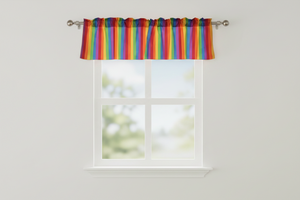 Cotton Window Valance Stripe Print 58 Inch Wide / 1 Inch Stripe - Rainbow