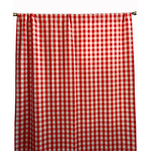 Poplin Gingham Checkered Window Curtain 56 Inch Wide Red