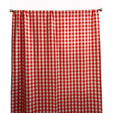 Poplin Gingham Checkered Window Curtain 56 Inch Wide - Red