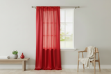 Shiny Satin Solid Single Curtain Panel Drapery 58 Inch Wide - Red