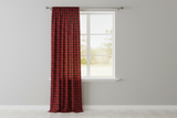 Poplin Gingham Checkered Window Curtain 56 Inch Wide - Black and Red