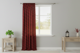 Poplin Gingham Checkered Window Curtain 56 Inch Wide - Black and Red