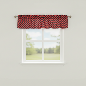 Cotton Window Valance Checkered Print 58" Wide Racecar 1 Inch Checkerboard - Red and Black
