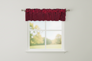 Cotton Window Valance Stripe Print 58 Inch Wide / 1/2 Inch Stripe - Black and Red