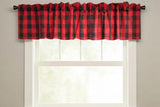 Poplin Buffalo Checkered Window Valance 58" Wide - Black and Red