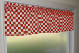Cotton Window Valance Checkered Print 58" Wide Racecar 1 Inch Checkerboard - Red and White
