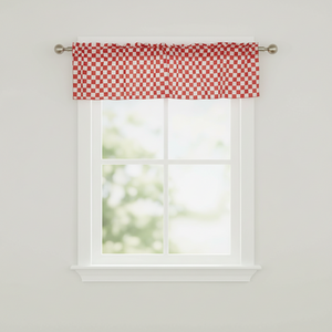 Cotton Window Valance Checkered Print 58" Wide Racecar 1 Inch Checkerboard - Red and White