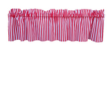 Cotton Window Valance Stripe Print 58 Inch Wide / 1/2 Inch Stripe - Red and White