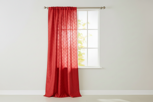 Pintuck Taffeta Cross Stitch Pattern Single Curtain Panel 54 Inch Wide - Red