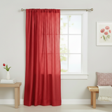 Crinkle Taffeta Crushed Pattern Single Curtain Panel 54 Inch Wide - Red