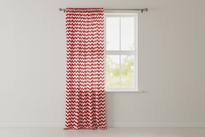 Cotton Curtain Zig-zag Chevron Print 58 Inch Wide - Red