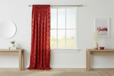 Satin Rosette 3D Pop up Flower Single Curtain Panel 54 Inch Wide - Red