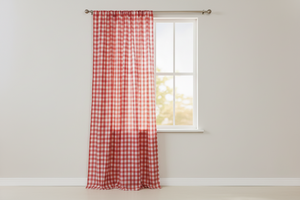Cotton Gingham Checkered Curtain 58 Inch Wide - Red