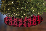 Poplin Damask Floral Tree Skirt Christmas Decoration 58" Round Skirt