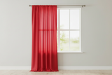Faux Silk Solid Dupioni Window Curtain 56 Inch Wide - Red