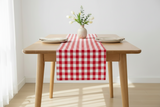 Poplin Table Runner Gingham Checkered - Red