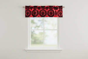 Flocked Damask Window Valance 58" Wide - Red