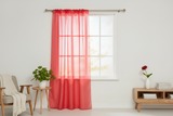 Sheer Tinted Organza Solid Single Curtain Panel 58 Inch Wide - Red