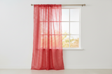 Silver Stars on Sheer Tinted Organza Solid Single Curtain Panel 58 Inch Wide - Red