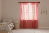 Silver Stars on Sheer Tinted Organza Solid Single Curtain Panel 58 Inch Wide - Red