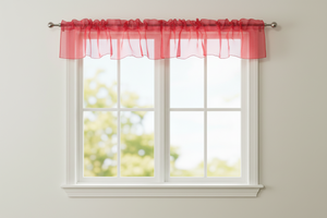 Sheer Organza Window Valance 58" Wide - Solid Red