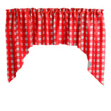 Poplin Tavern Gingham Checkered Swag Window Valance 58" Wide / 36" Tall