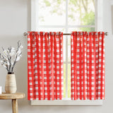 Poplin Tavern Gingham Checkered Café Tier Curtains Window Treatment Kitchen Home Décor