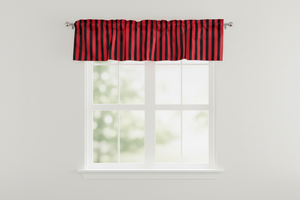 Cotton Window Valance Stripe Print 58 Inch Wide / 1 Inch Stripe - Red and Black