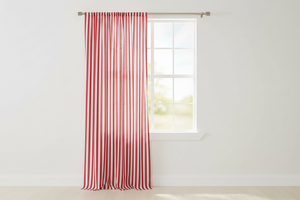 Cotton Curtain Stripe Print 58 Inch Wide / 1 Inch Stripe - Red and White