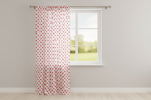 Cotton Curtain Polka Dots Print 58 Inch Wide - Red on White