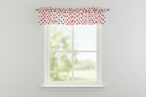 Cotton Window Valance Polka Dots Print 58 Inch Wide - Red on White