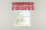 Flocked Damask Window Valance 58" Wide - Red on White