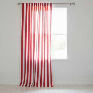 Cotton Curtain Stripe Print 58 Inch Wide / 2 Inch Stripe - Red and White