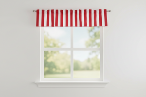 Cotton Window Valance Stripe Print 58 Inch Wide / 2 Inch Stripe - Red
