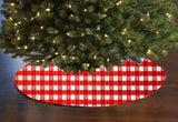 Poplin Tavern Gingham Checkered Floral Tree Skirt Christmas Decoration 58" Round Skirt