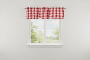 Poplin Gingham Checkered Window Valance 58" Wide - Red