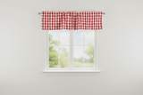 Poplin Gingham Checkered Window Valance 58" Wide - Red