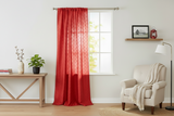 Pintuck Taffeta Cross Stitch Pattern Single Curtain Panel 54 Inch Wide - Red